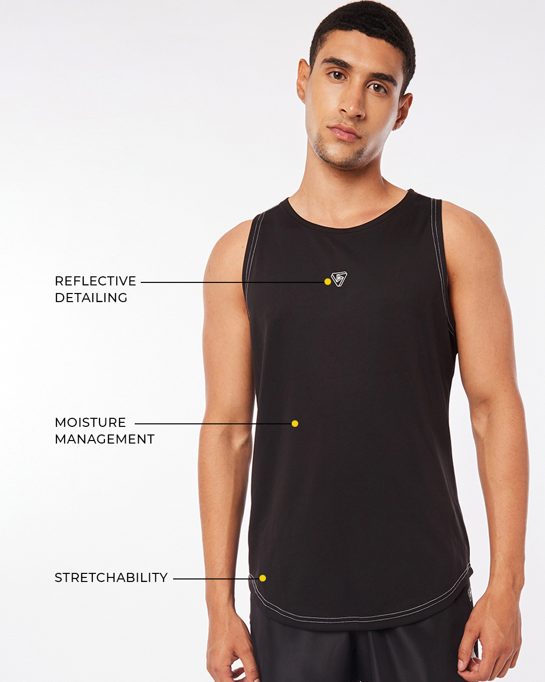 Shop Men's Black Training Vest-Back