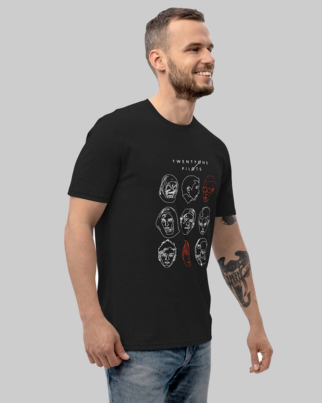 Shop Men's Black Twenty One Pilots Graphic Printed T-shirt-Back