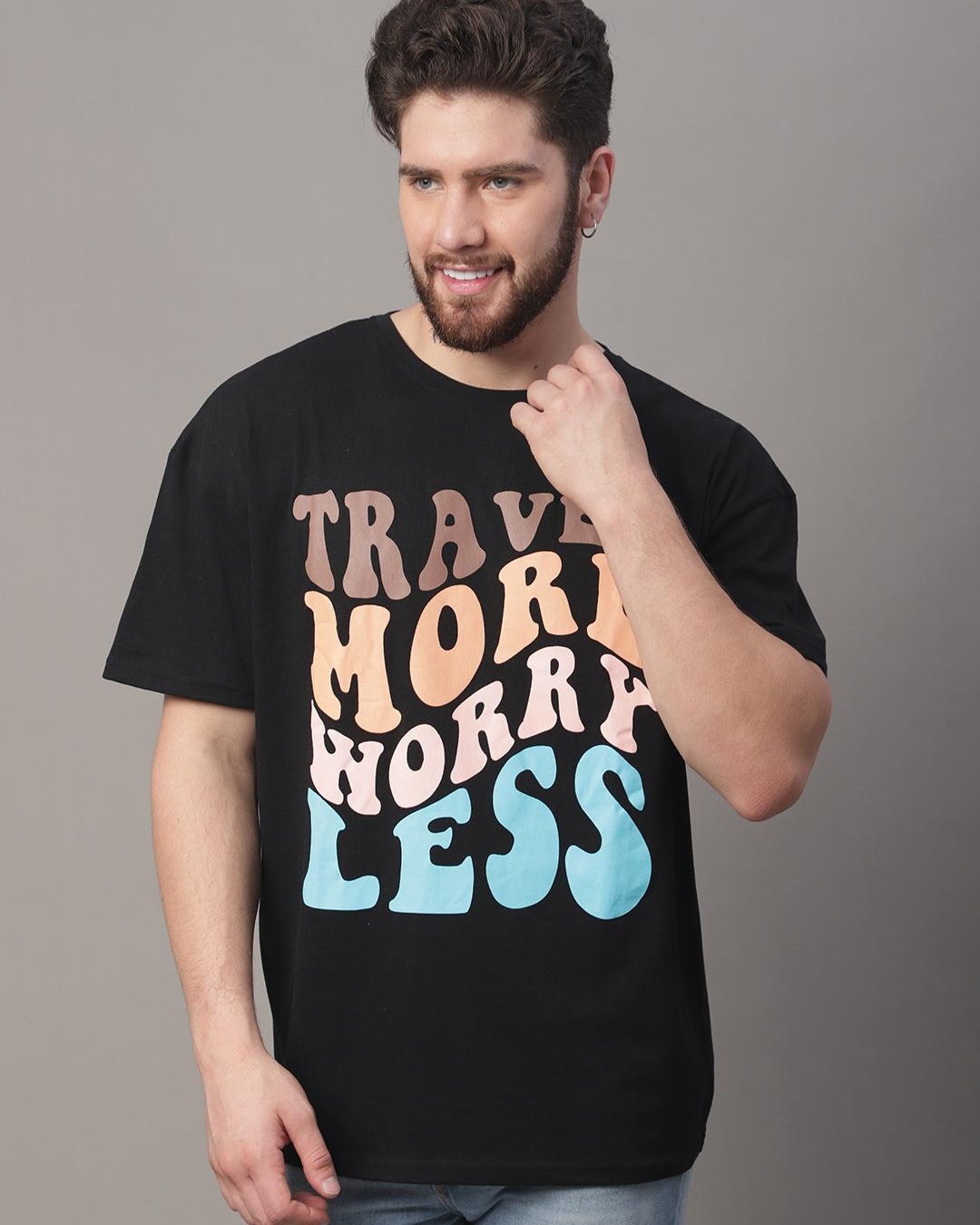 Buy Mens Black Typography Super Loose Fit T Shirt Online At Bewakoof 0730