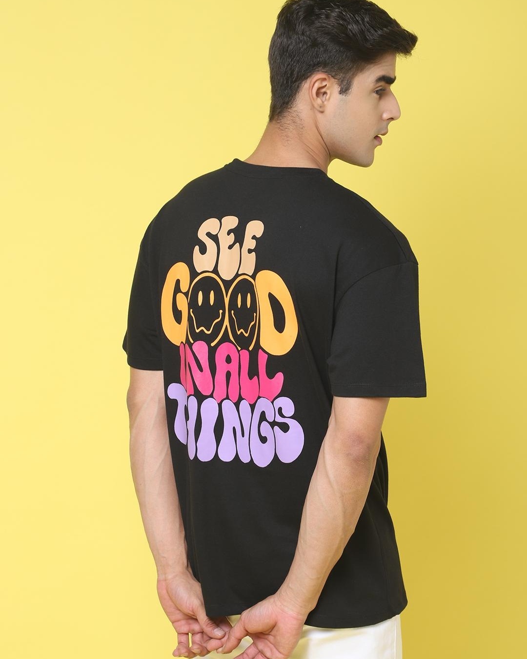 Buy Mens Black Typography Super Loose Fit T Shirt Online At Bewakoof 9785