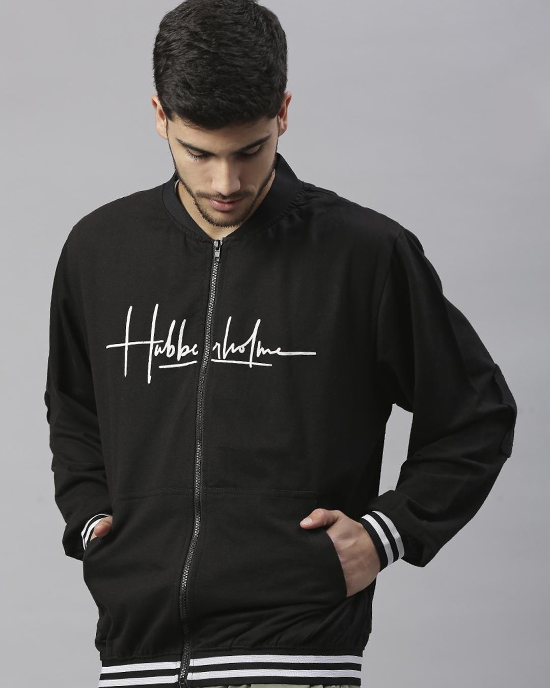Buy Men's Black Typography Jacket Online at Bewakoof