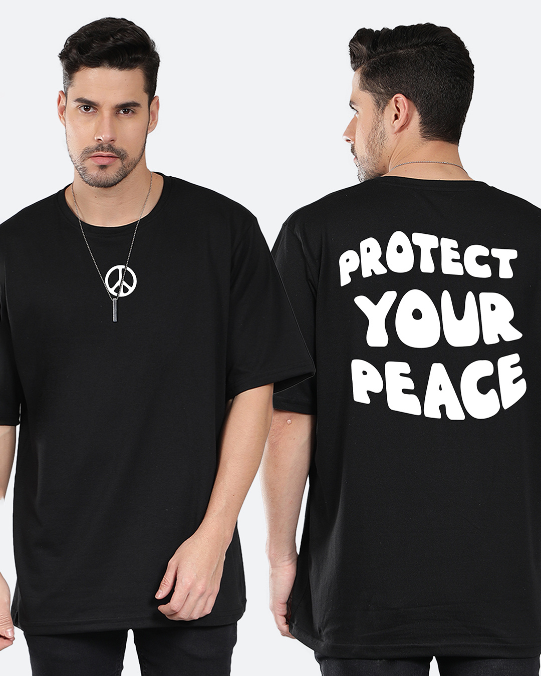 Buy Mens Black Typography Puff Protect Oversized T Shirt Online At Bewakoof 8483