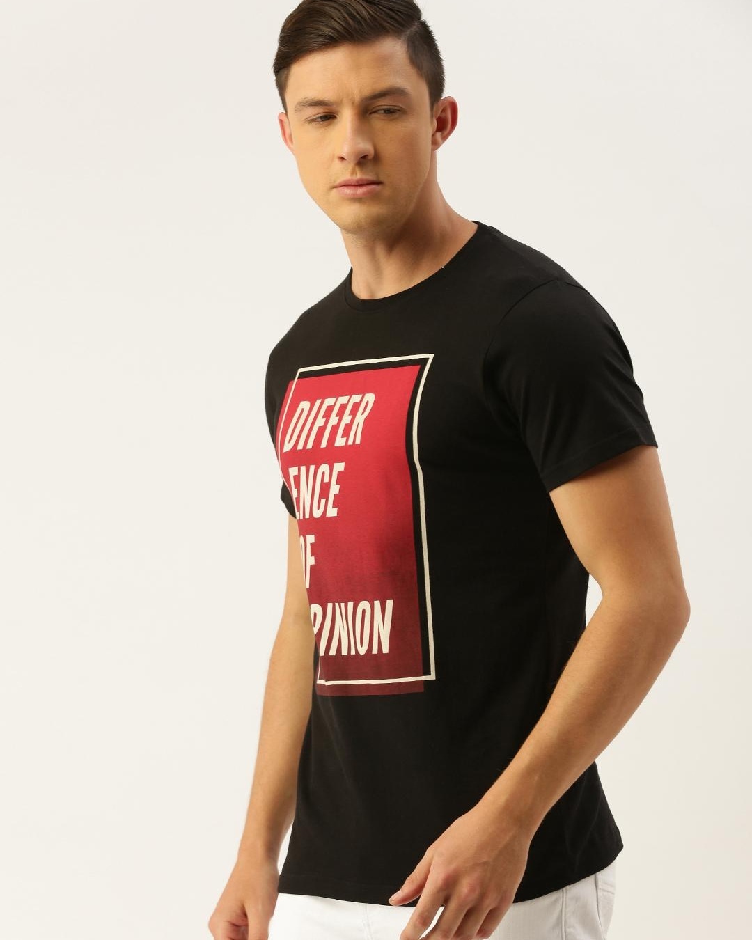 Shop Men's Black Typography Slim Fit T-shirt-Back