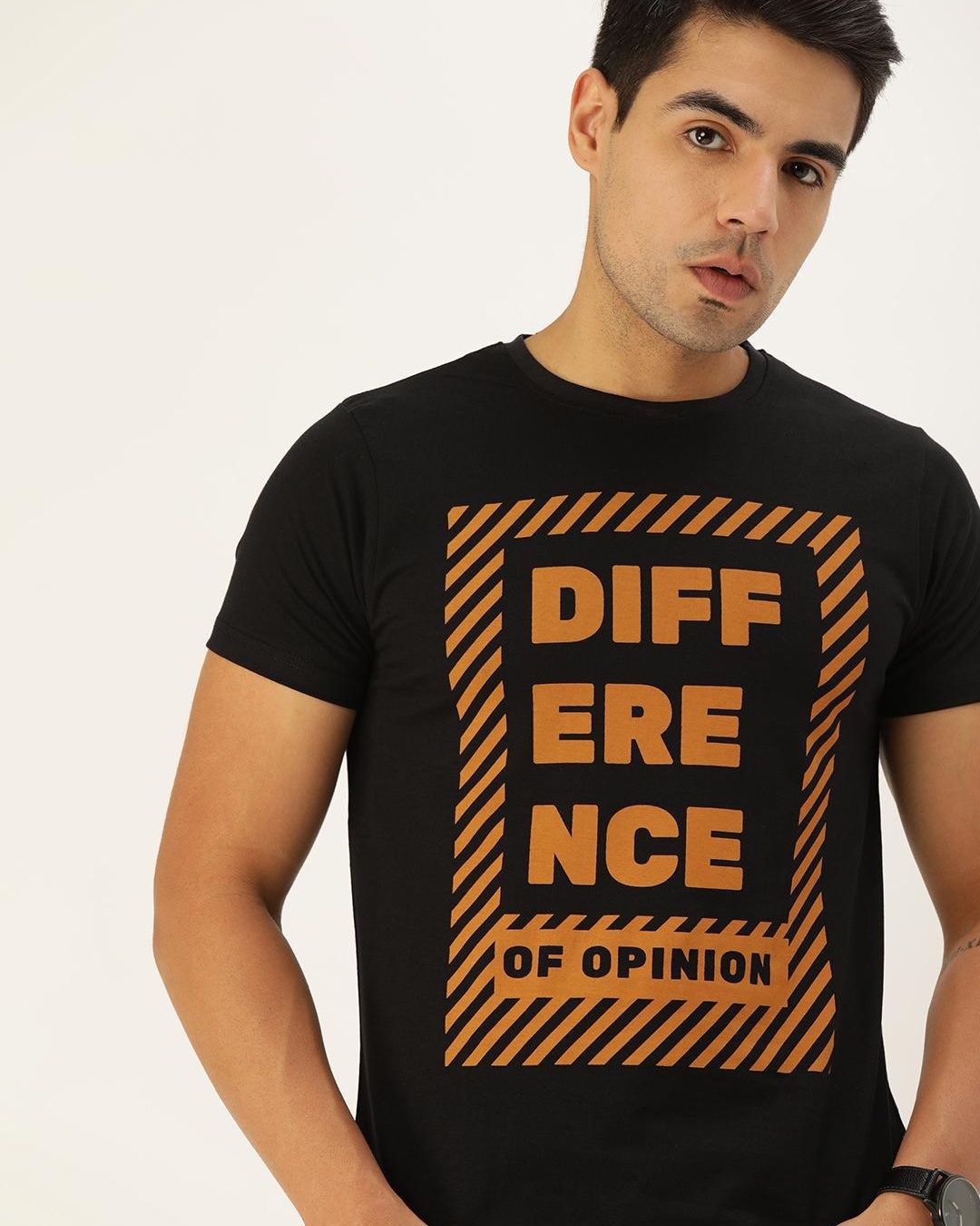 Men's Casual White & Black Typography T-Shirt main image 0