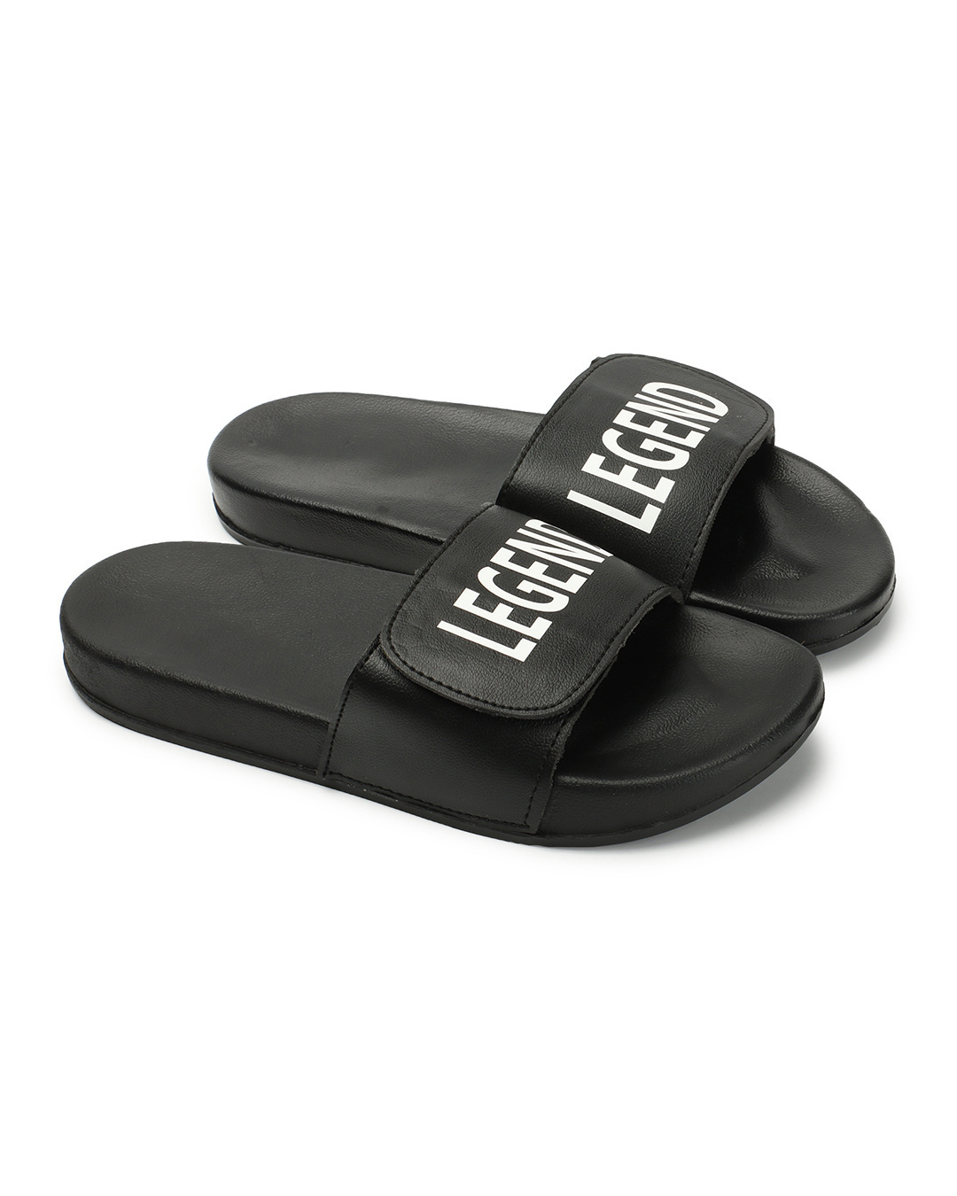 Shop Men's Black Typography Velcro Sliders-Back