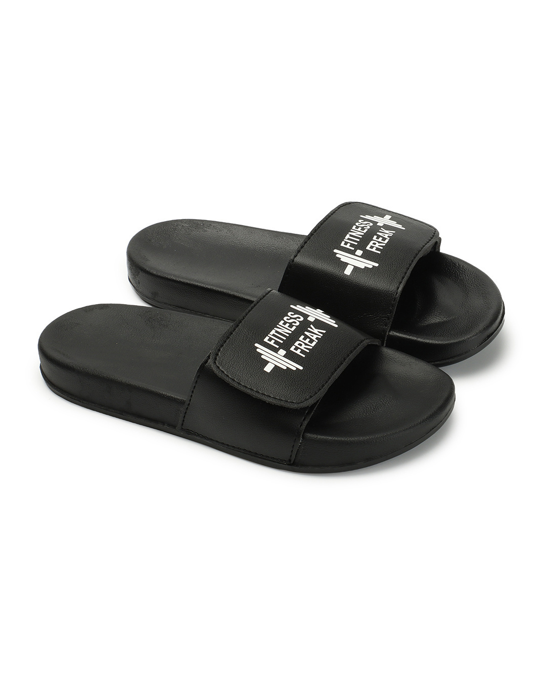 Shop Men's Black Typography Velcro Sliders-Back