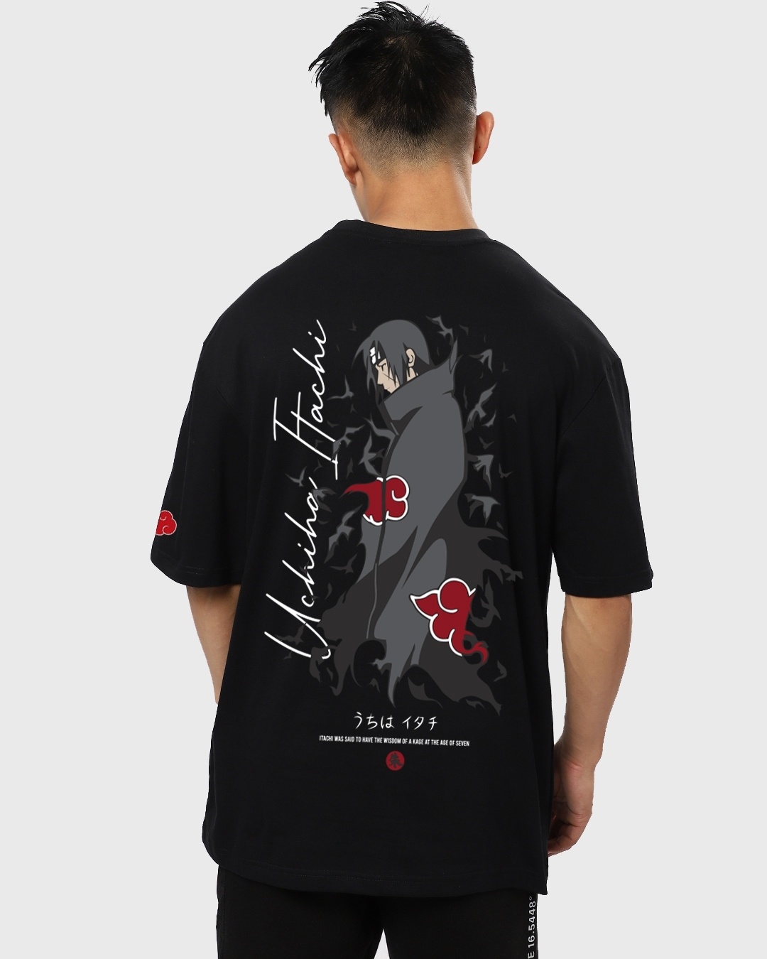 Buy Men's Black Uchiha's Nightmare Graphic Printed Oversized T-shirt ...