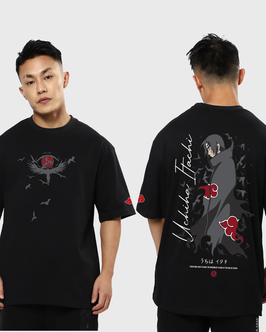 Buy Men's Black Uchiha's Nightmare Graphic Printed Oversized T-shirt ...