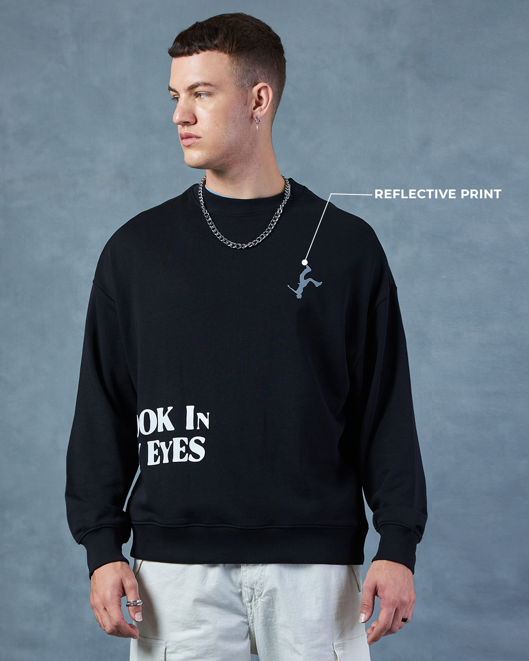 Shop Men's Black Utopia Graphic Printed Oversized Sweatshirt-Back