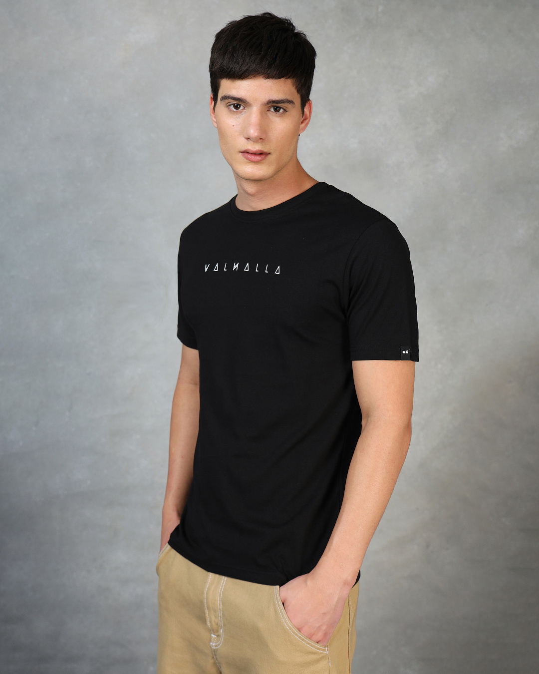 Shop Men's Black Valhalla Typography T-shirt-Back