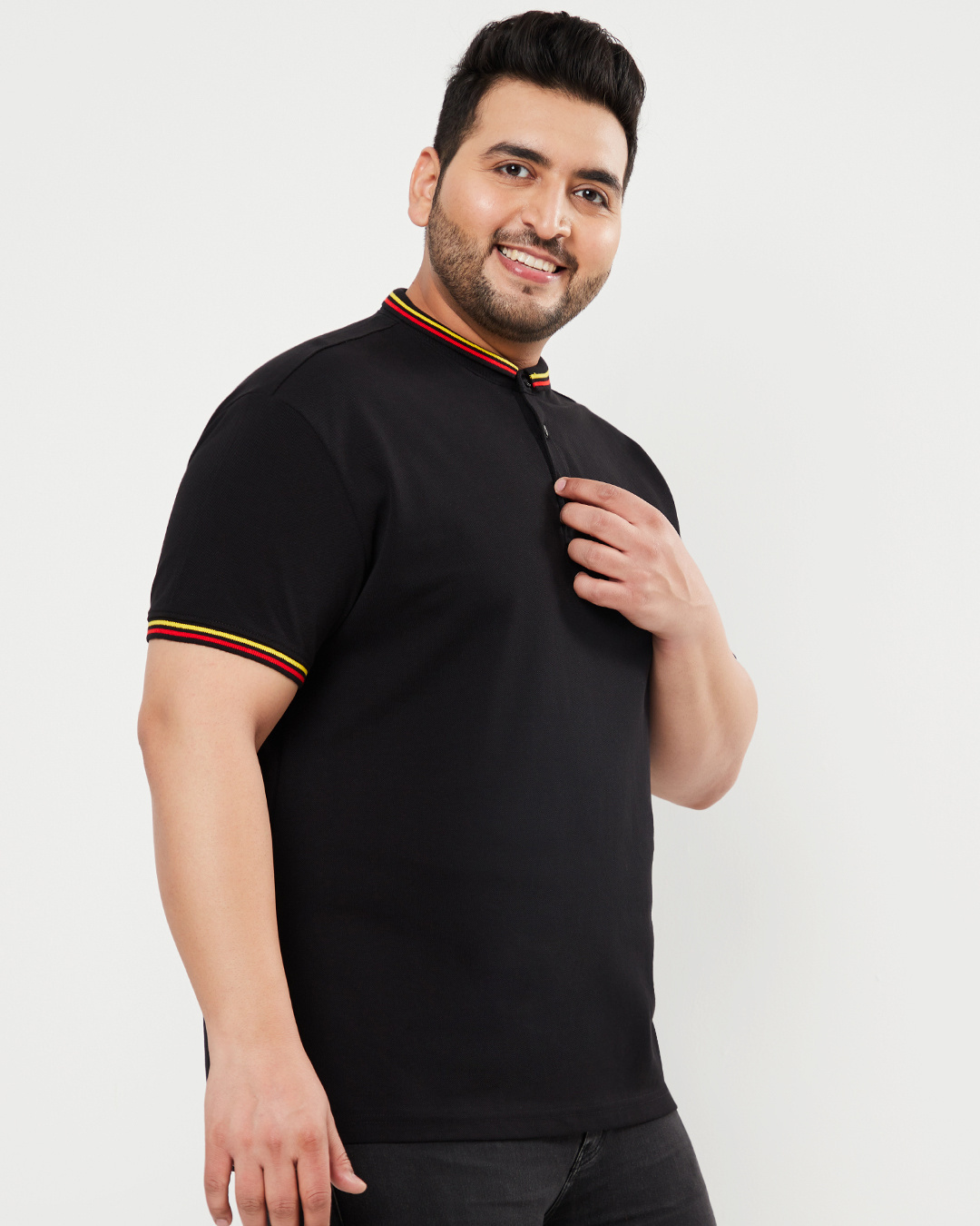 Shop Men's Black Varsity Plus Size T-shirt-Back