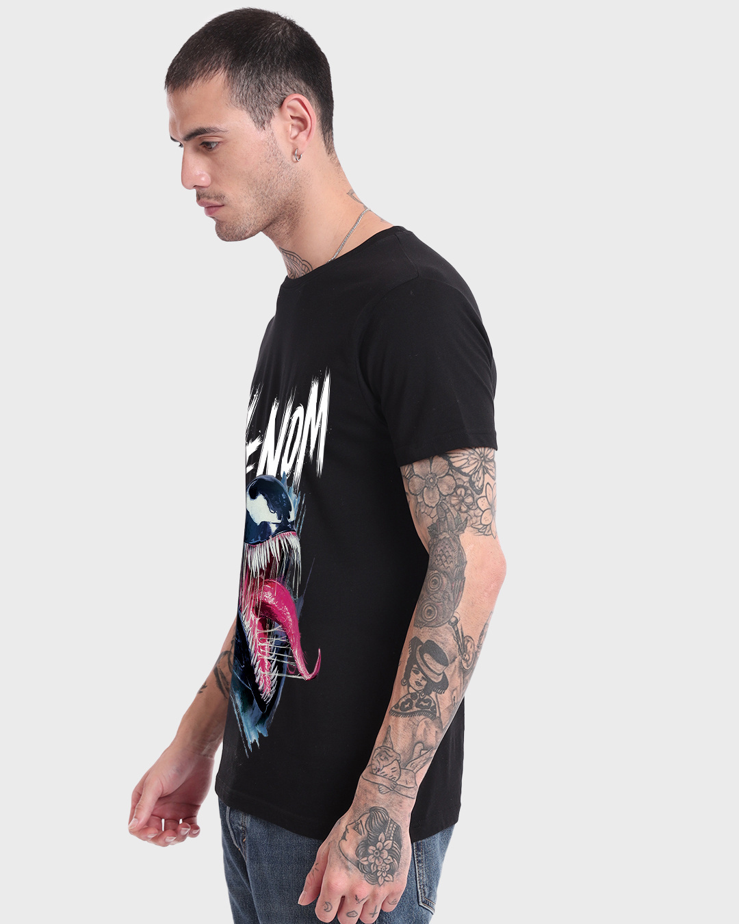 Shop Men's Black Venom Scream Graphic Printed T-shirt-Back