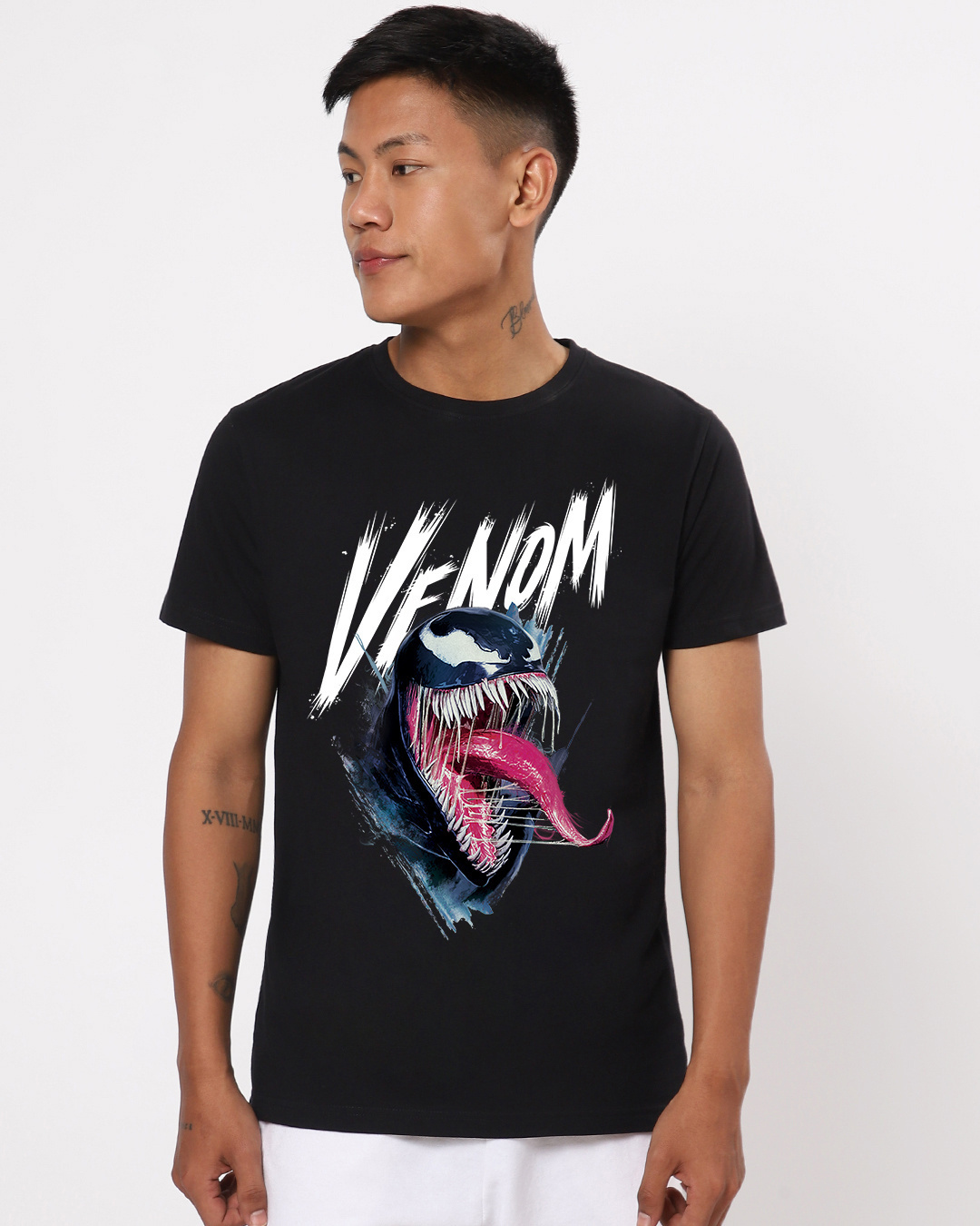 Shop Men's Black Venom Scream Graphic Printed T-shirt-Back