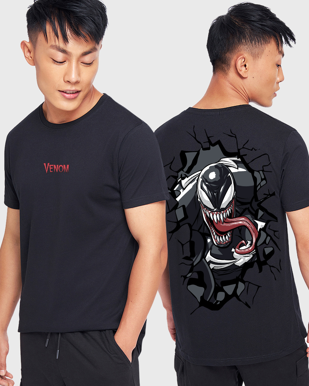 Buy Men's Black Venom Street Graphic Printed T-shirt For Men Black 