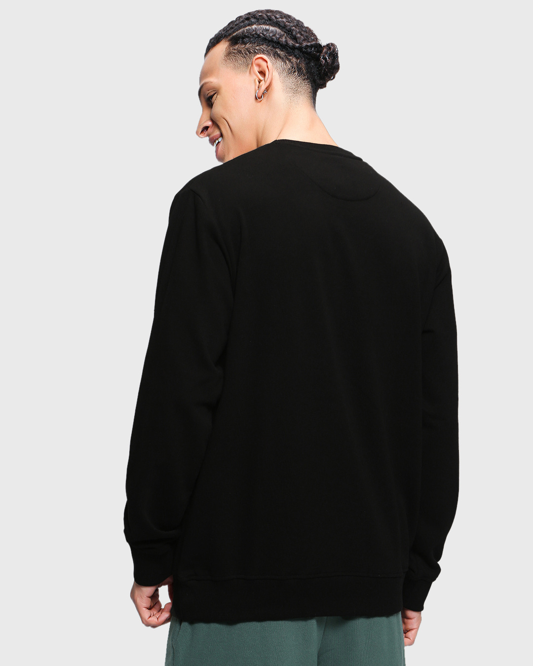 Shop Men's Black Vibes Graphic Printed Sweatshirt-Back
