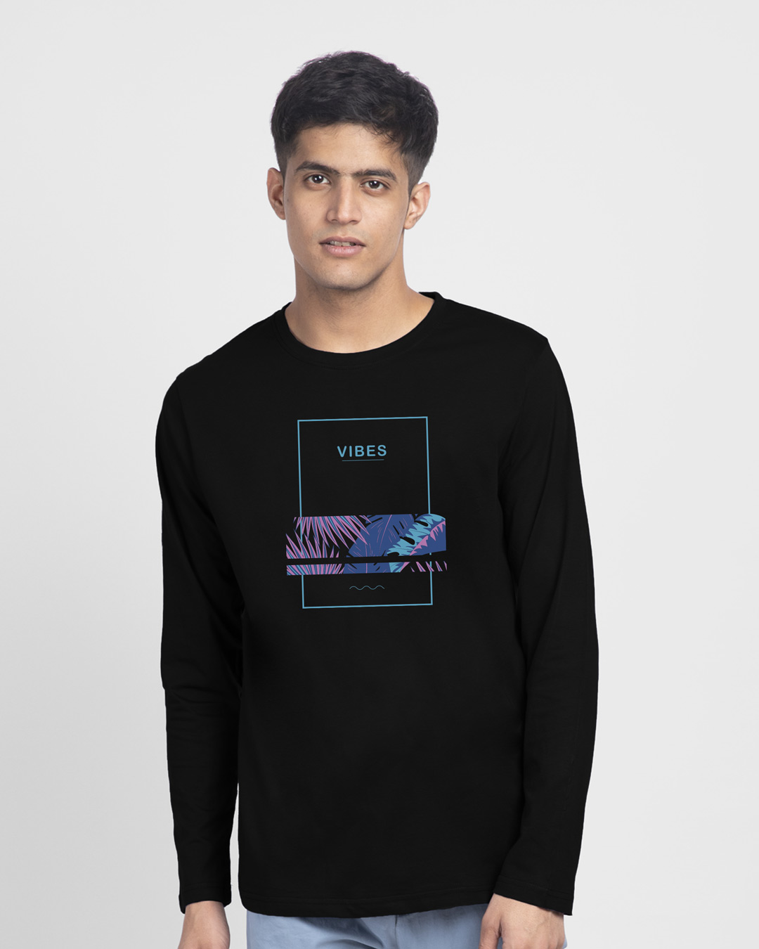 Shop Men's Black Vibes Graphic Printed T-shirt-Back
