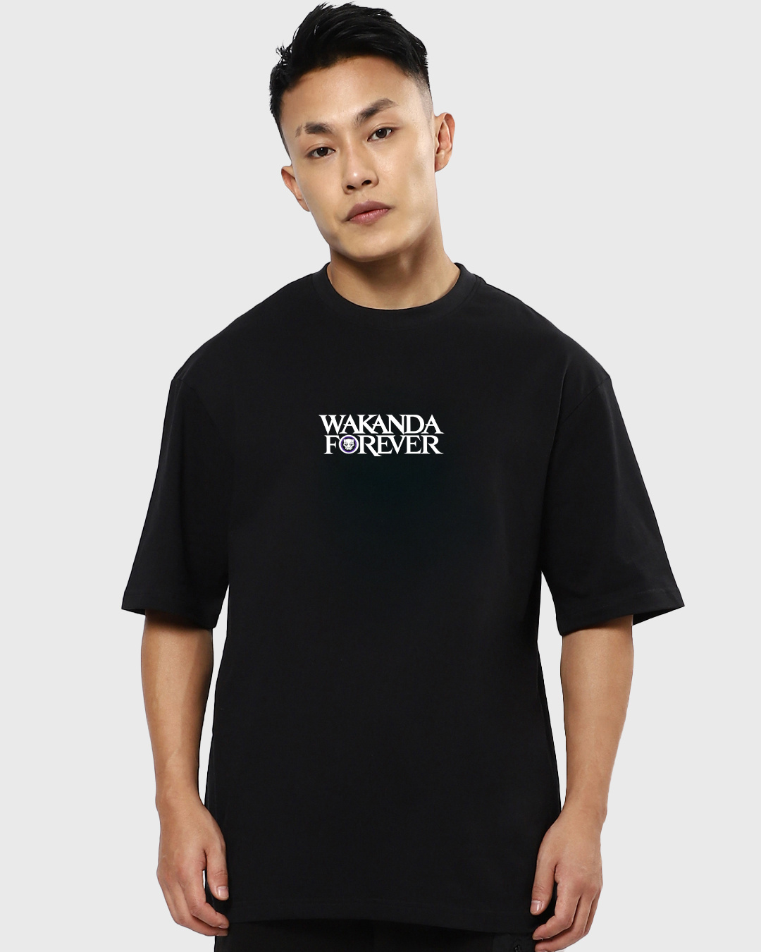 Shop Men's Black Wakanda Forever War Cry Graphic Printed Oversized T-shirt-Back