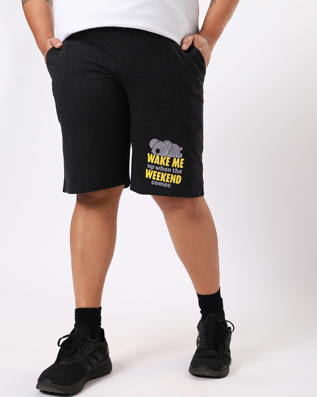 Shop Men's Black Wake Me Up Plus Size Lounge Shorts-Back
