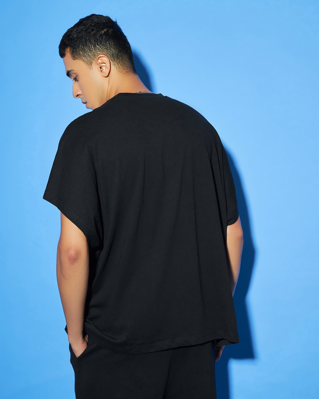 Shop Men's Black Wander Geometry Graphic Printed Square Fit Vest-Back