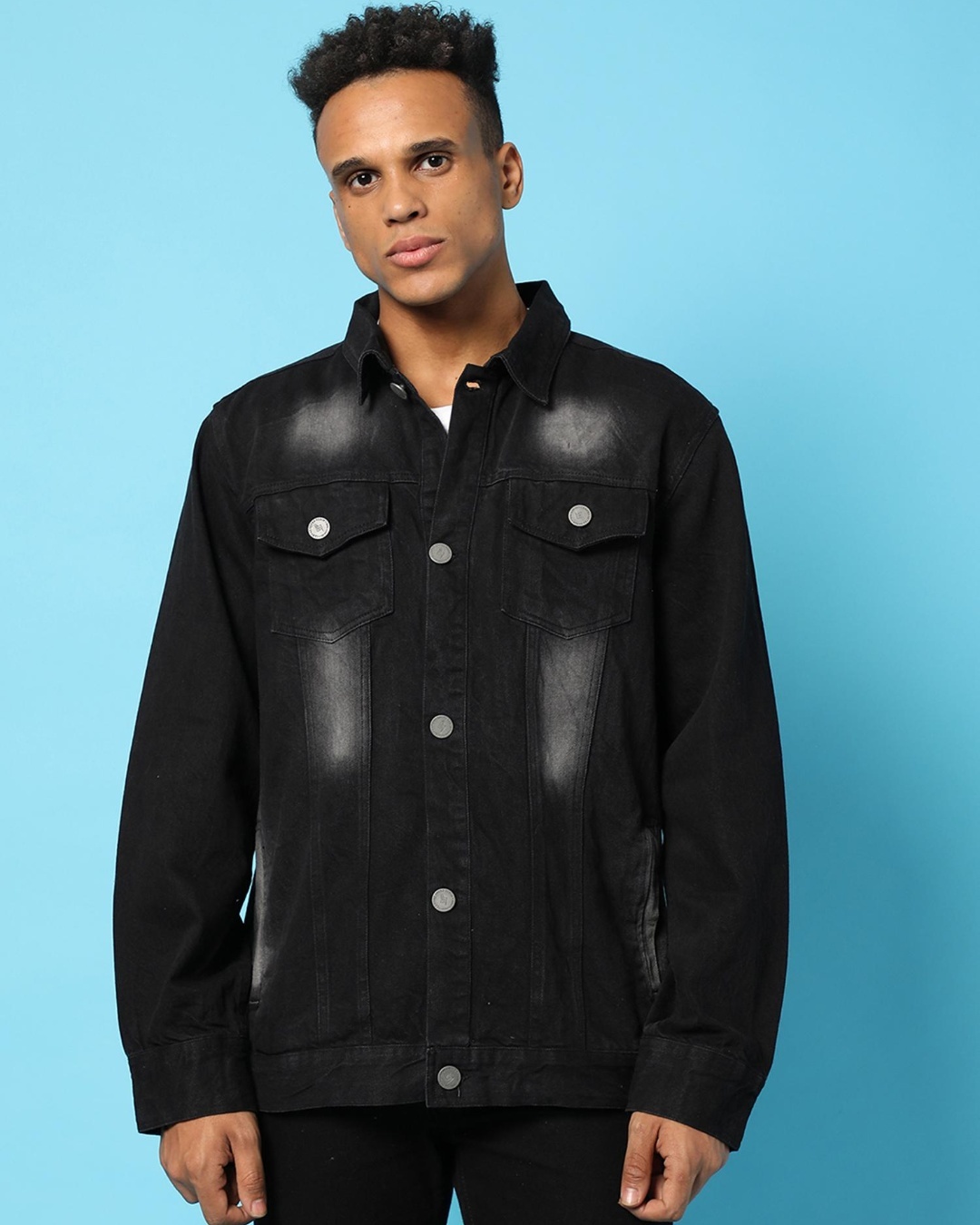 Buy Lyush - Mascln Men's Blue Washed Denim Jacket Online at Best Price |  Distacart