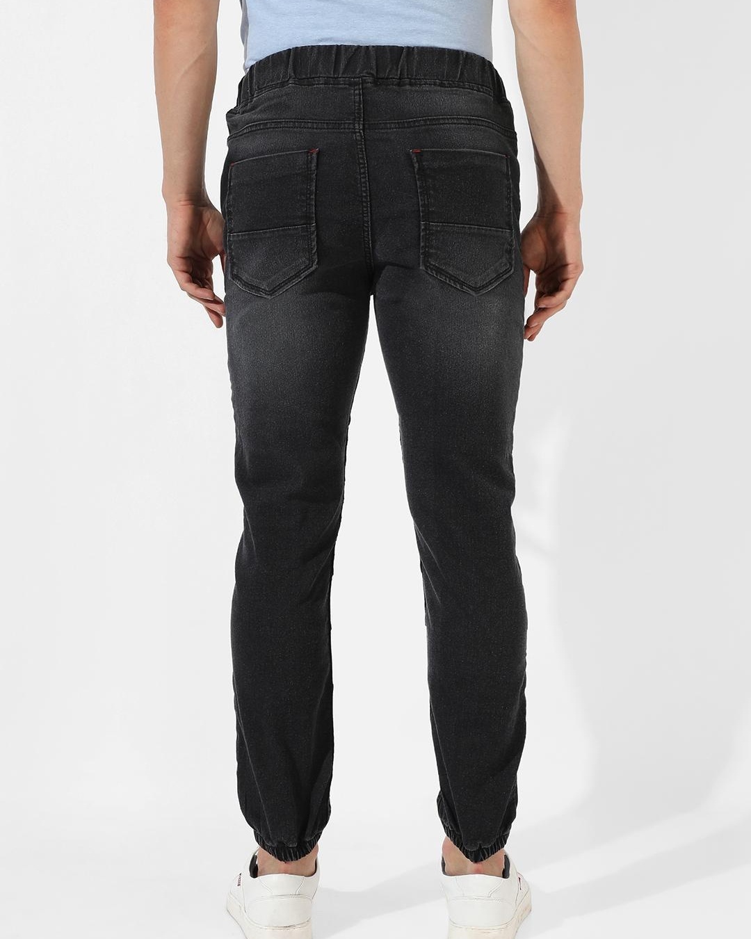 Shop Men's Black Washed Jeans-Back