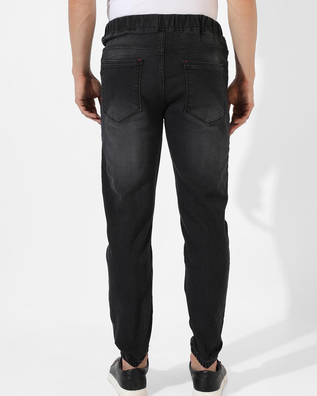 Shop Men's Black Washed Jeans-Back