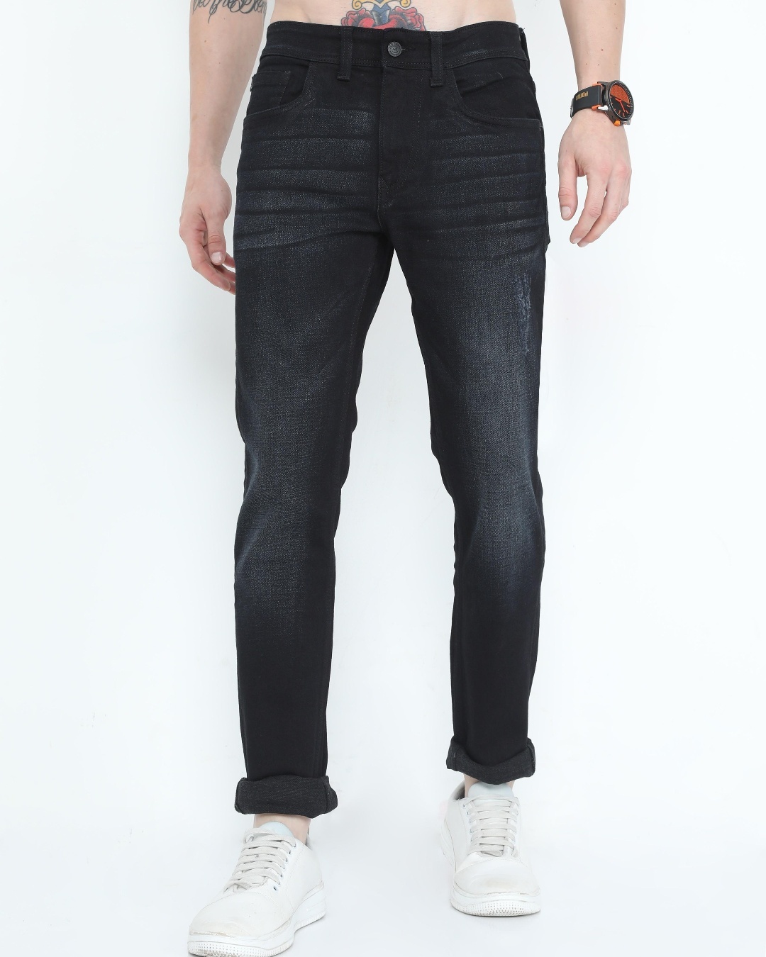 Buy Men's Black Washed Skinny Fit Jeans Online at Bewakoof