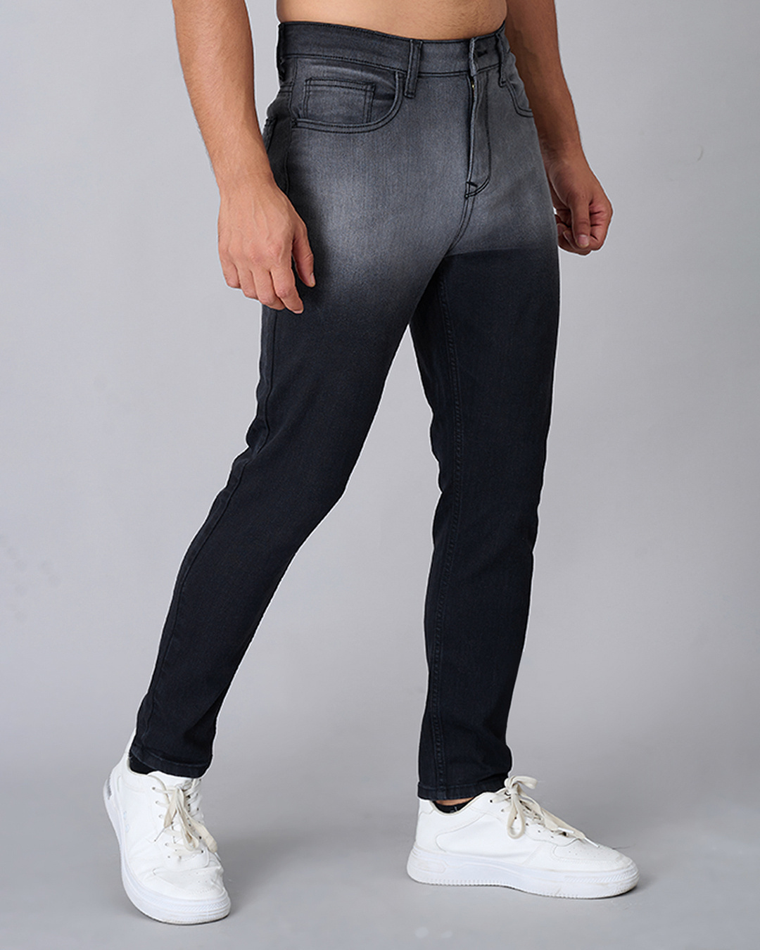 Shop Men's Black Washed Skinny Fit Jeans-Back