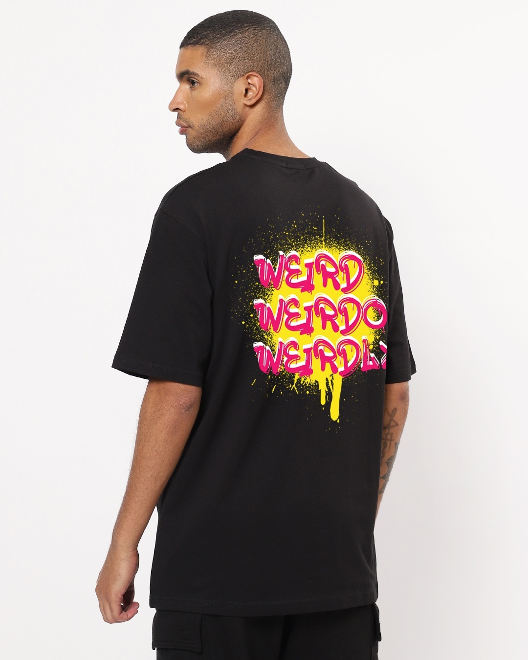 Buy Men's Black Weird Graphic Printed Oversized T-shirt Online at Bewakoof