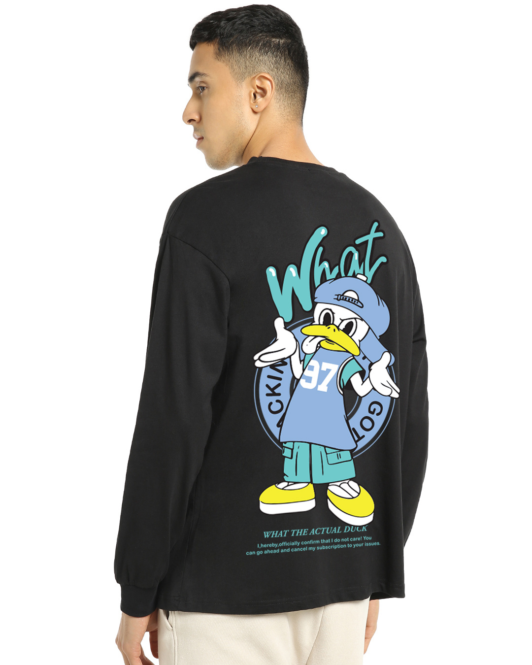 Buy Men's Black What The Duck Graphic Printed Oversized T-shirt Online ...