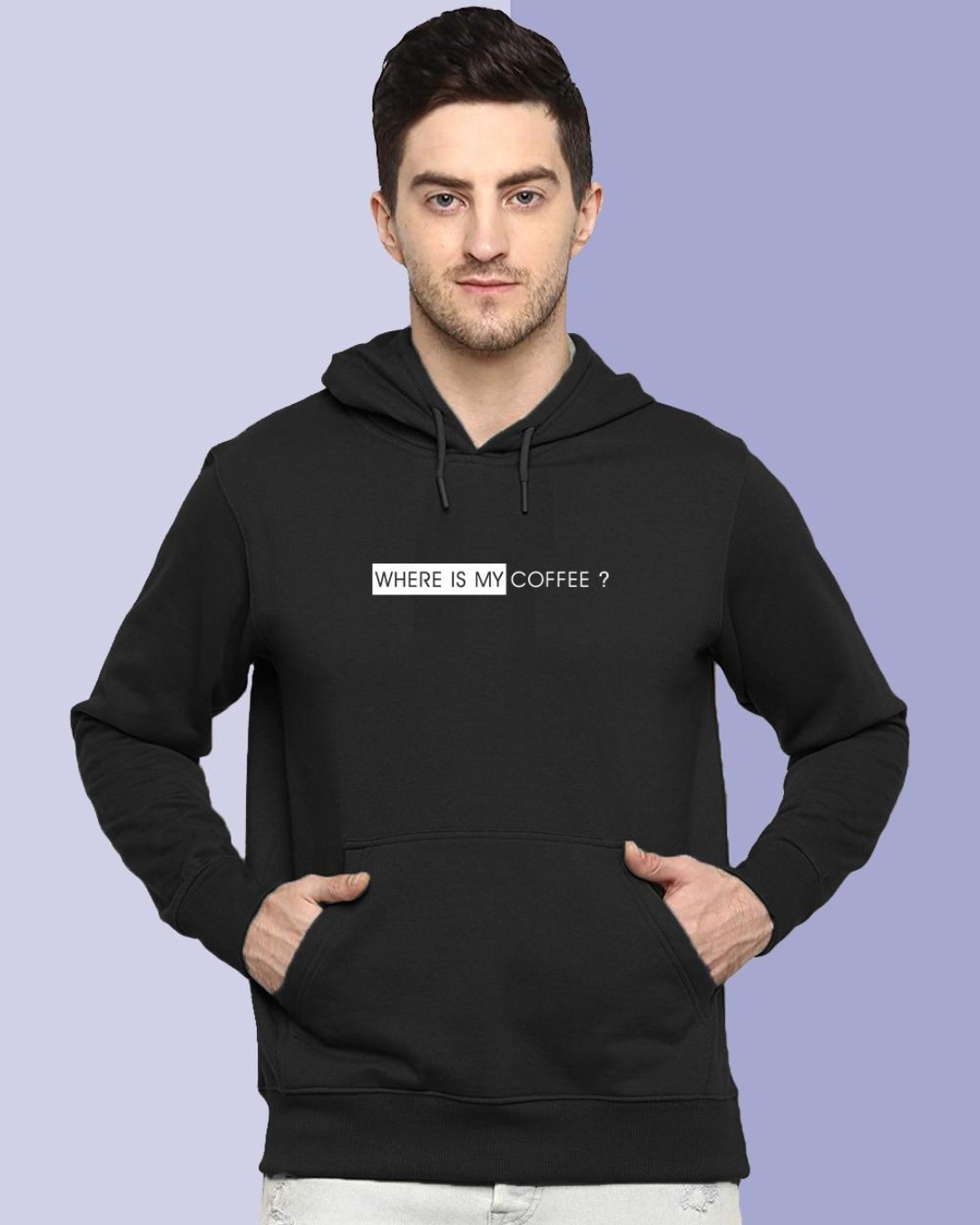 Buy Men's Black Where Is My Coffee Typography Hoodie for Men Black ...