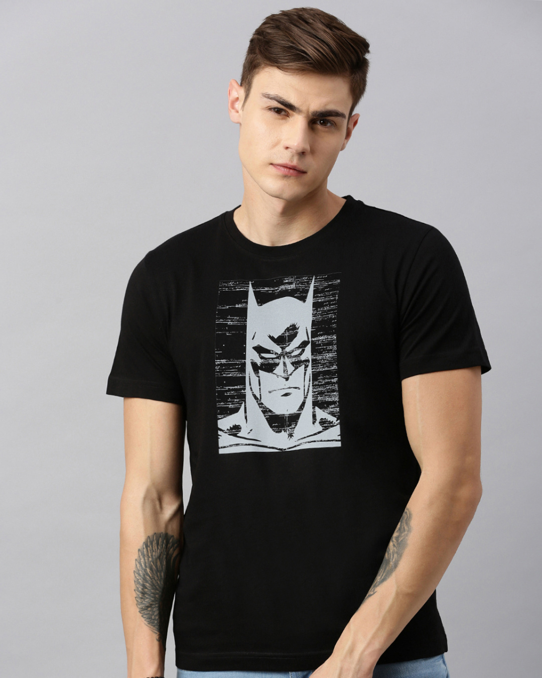 Buy Men's Black & White Batman Printed Rogue T-shirt for Men Black ...
