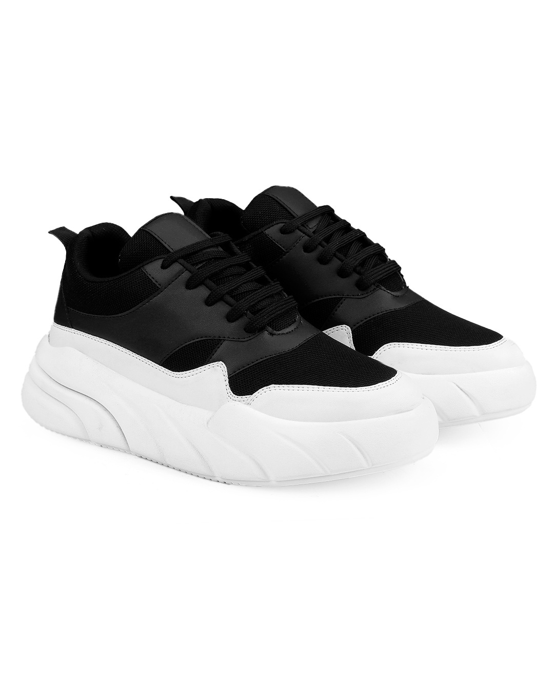 Shop Men's Black & White Color Block Sneakers-Back