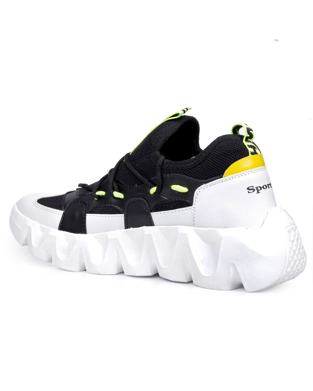 Shop Men's Black & White Color Block Sports Shoes-Back