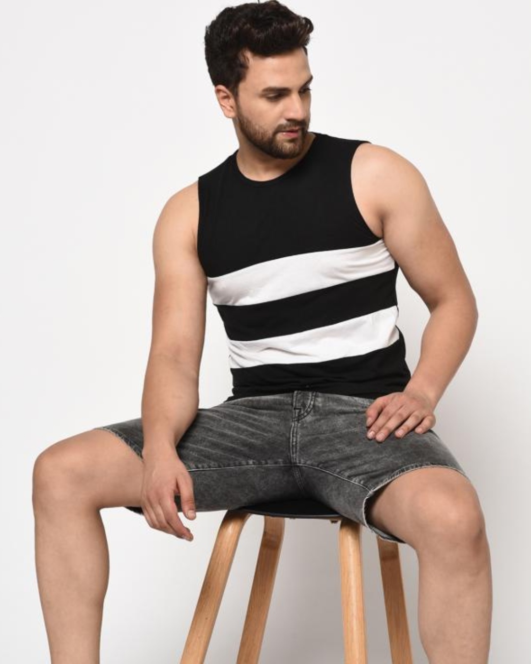 Buy Men's Black & White Color Block T-shirt for Men Black Online at ...