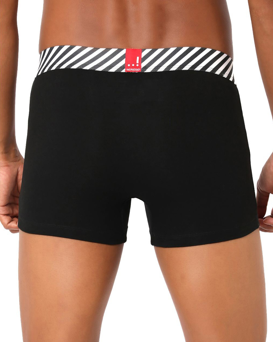 Shop Pack of 2 Men's Black & White Graphic Printed Cotton Trunks-Back