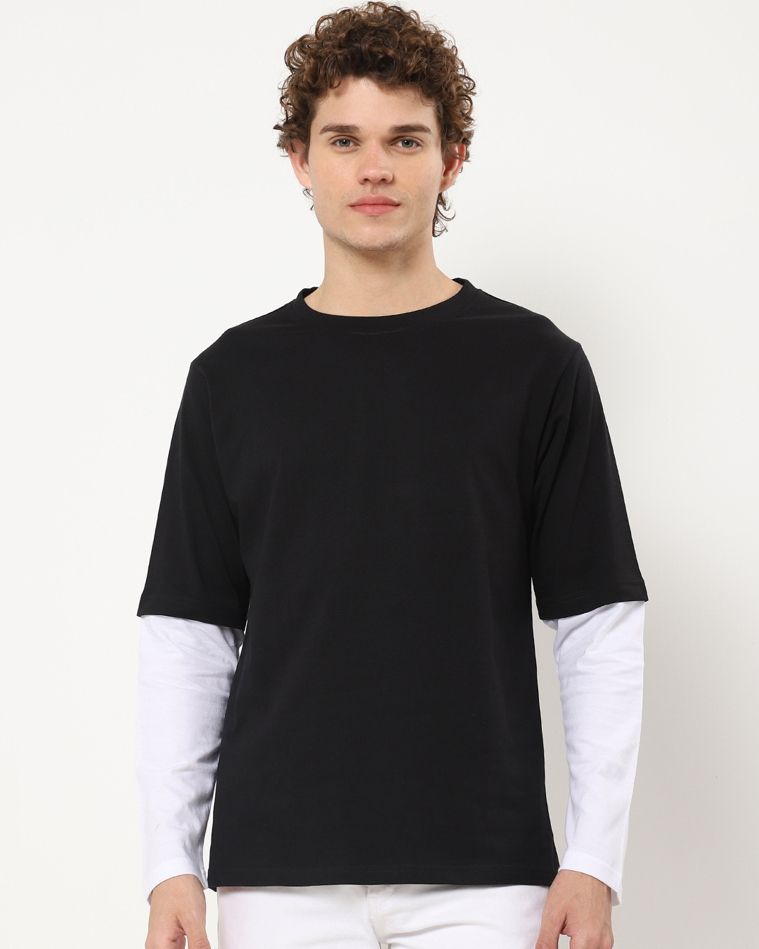 Shop Men's Black & White Oversized T-shirt-Back