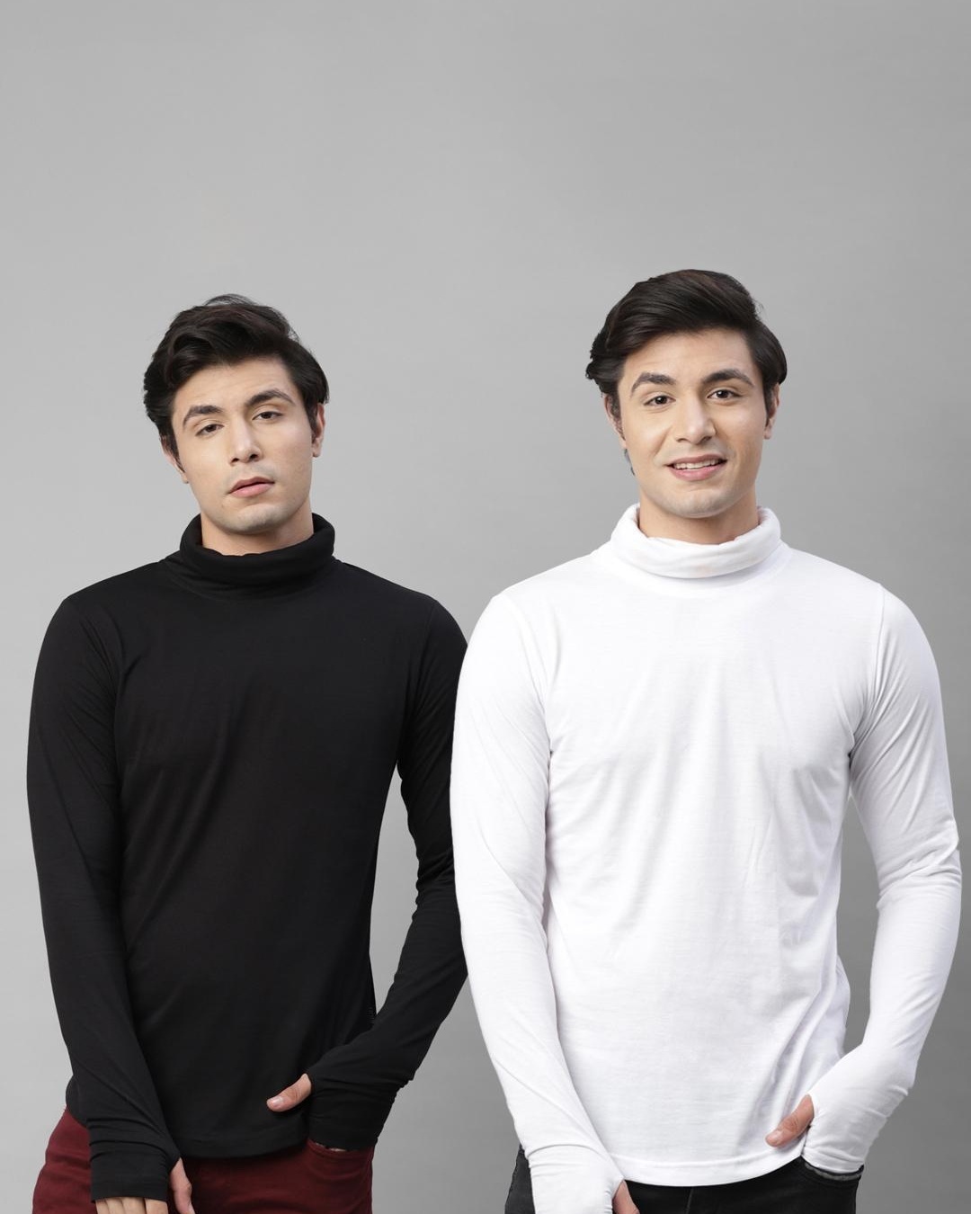 Buy Pack of 2 Men's Black & White Slim Fit Tshirts Online at Bewakoof