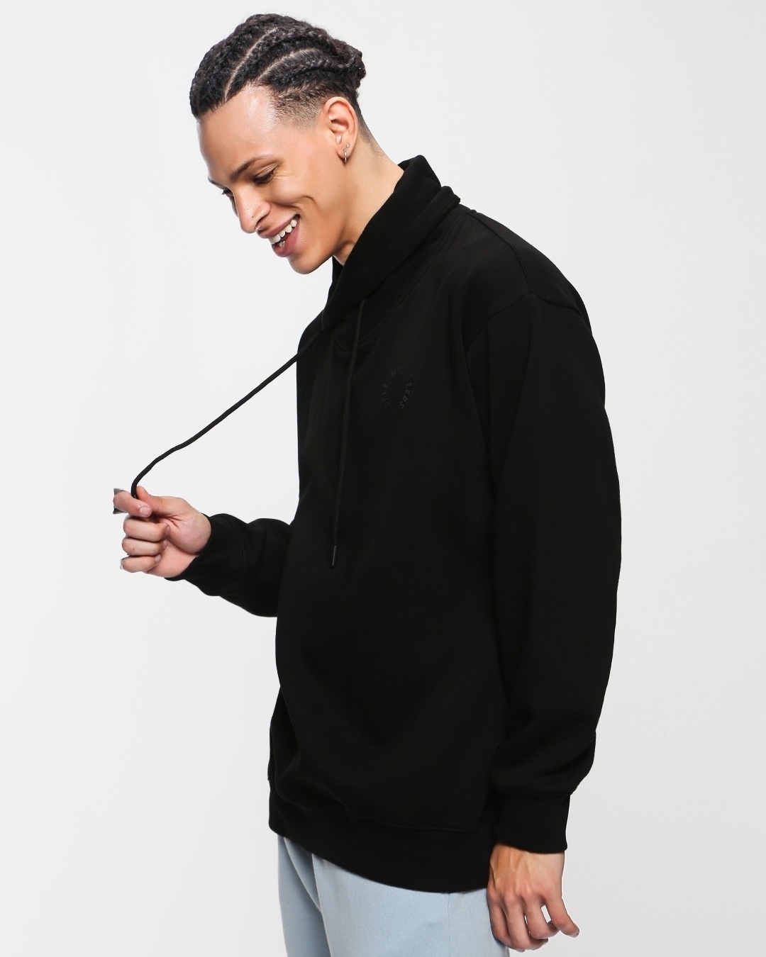 Shop Men's Black Who Needs People Typography Oversized Sweatshirt-Back
