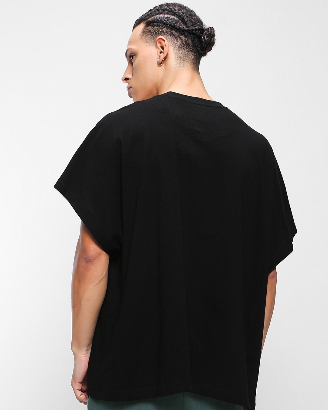 Shop Men's Black Wind Hashira Graphic Printed Super Loose Fit Vest-Back