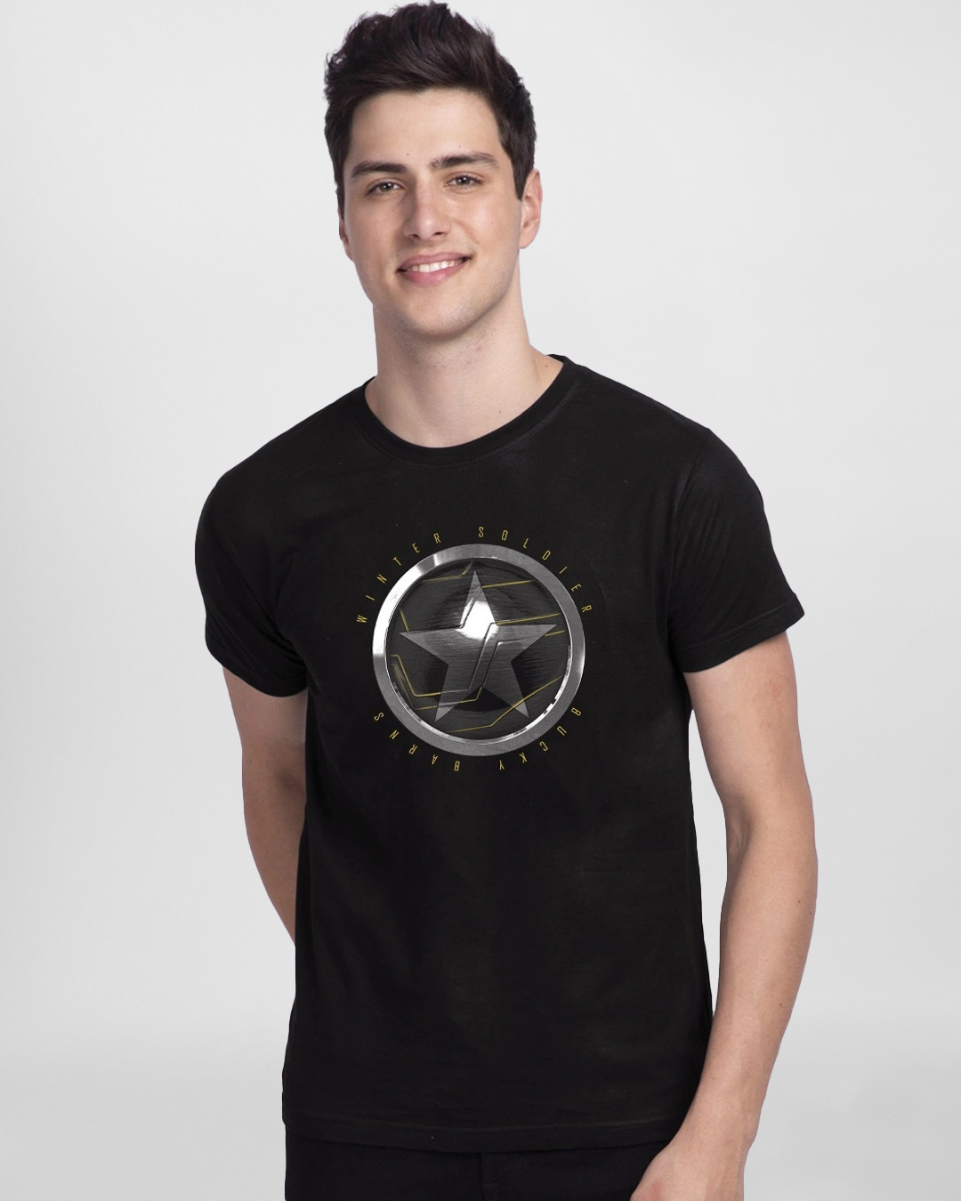 Shop Men's Black Winter Soldier Sigil (FWL) Graphic Printed T-shirt-Back
