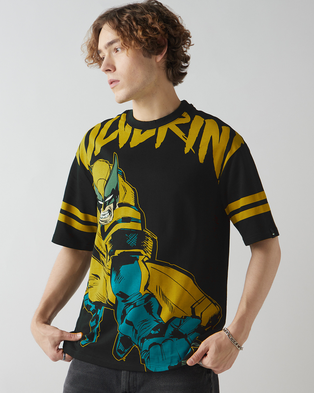 Shop Men's Black Wolverine Graphic Printed Oversized T-shirt-Back