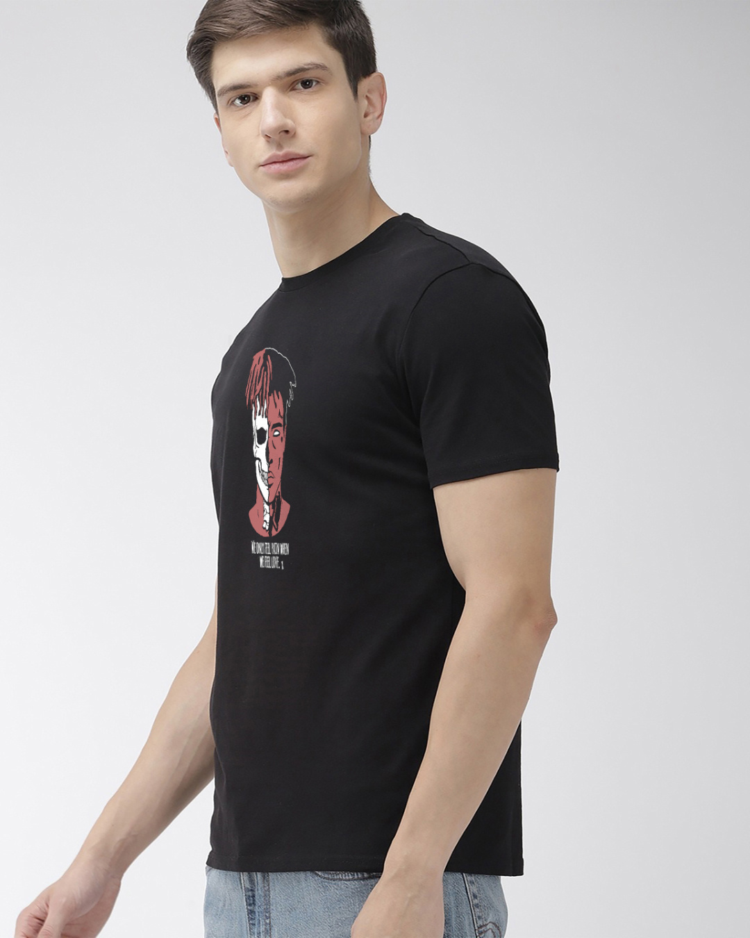 Shop Men's Black XXXtentacion Half Skull Graphic Printed Cotton T-shirt-Back