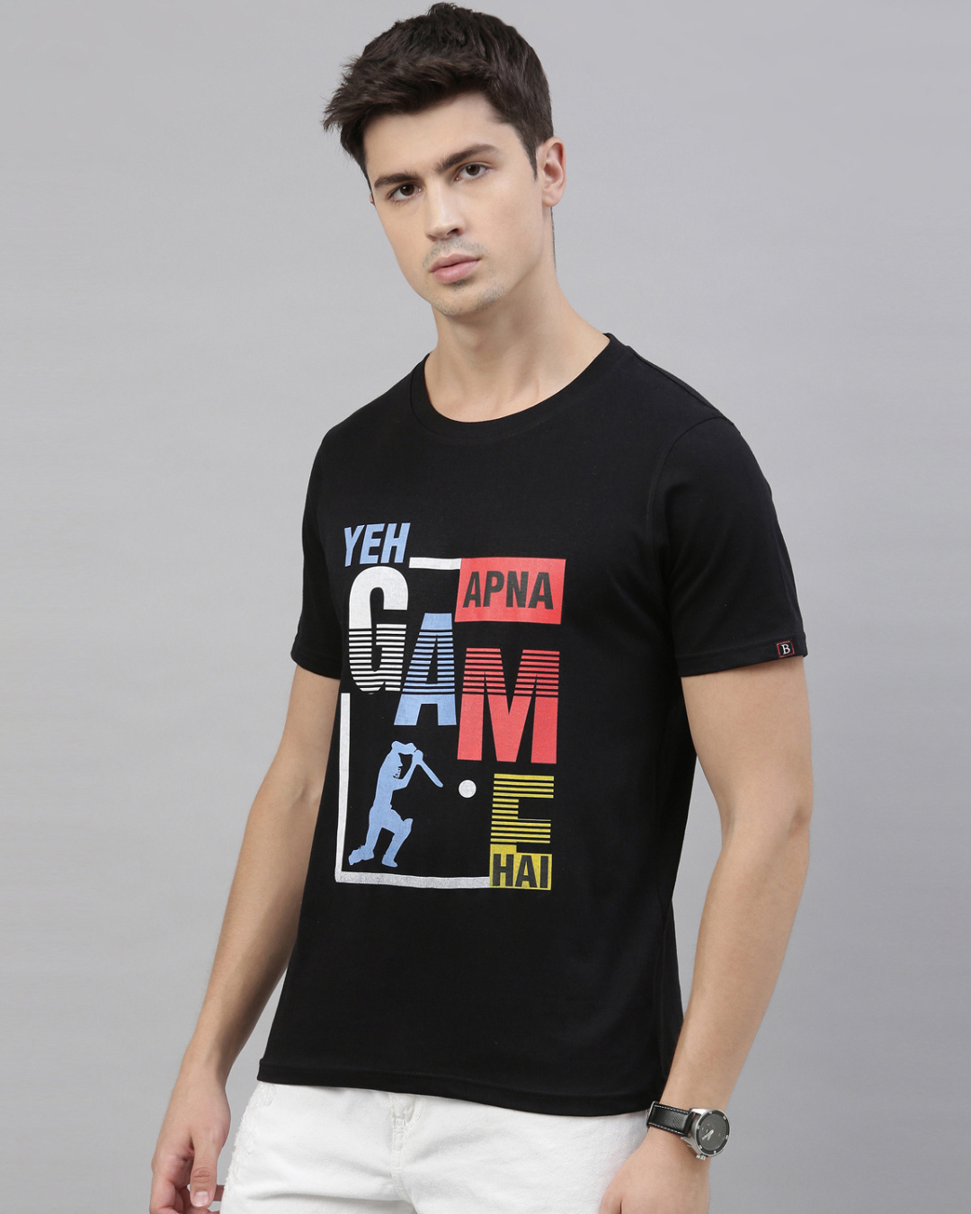 Shop Men's Black Yeh Apna Game Graphic Printed T-shirt-Back