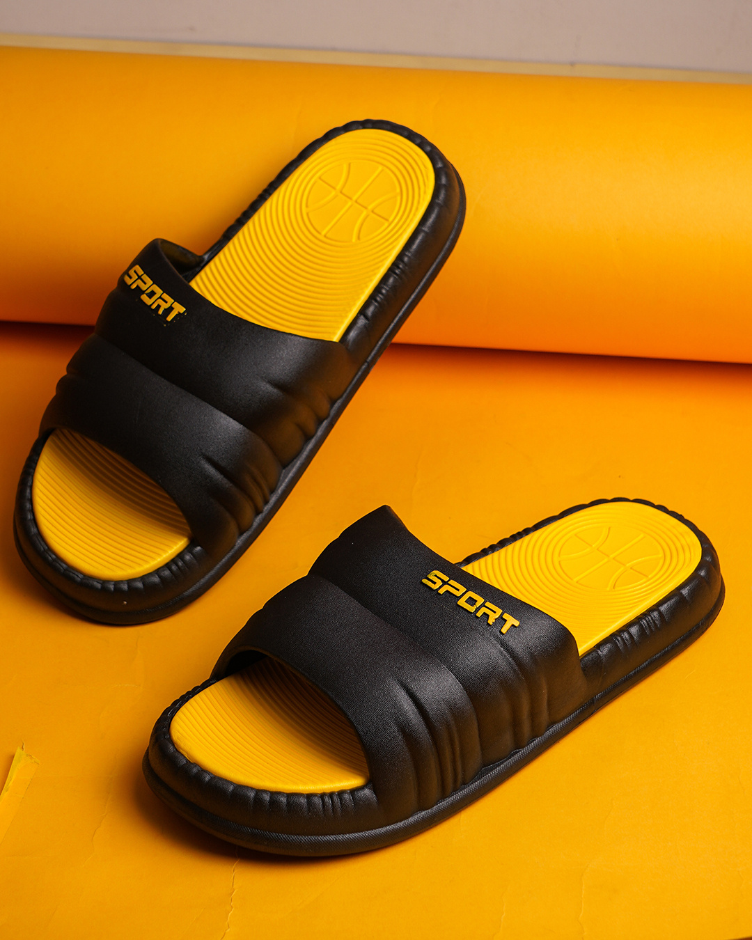 Yellow sliders online mens