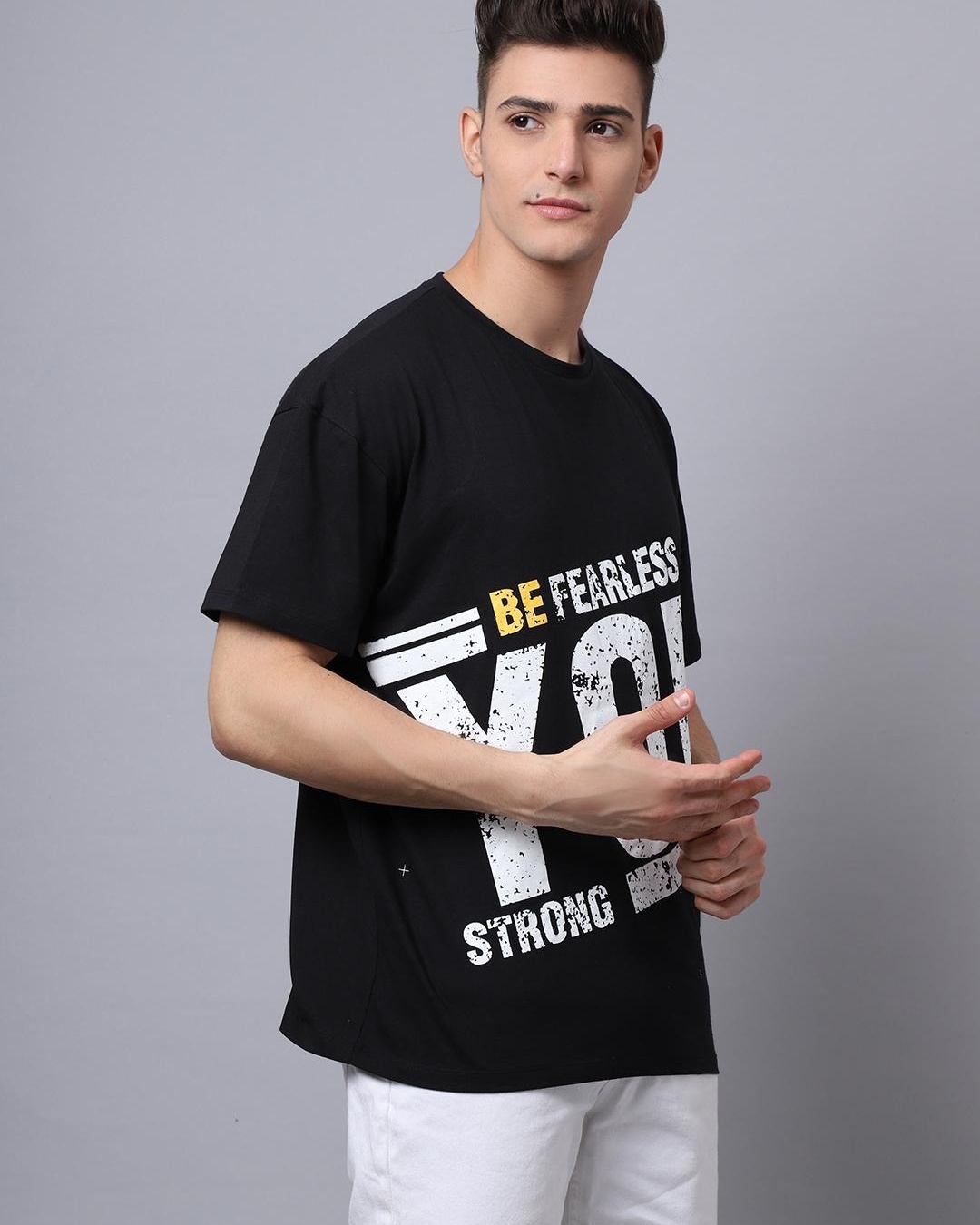 Shop Men's Black You Typography Oversized T-shirt-Back