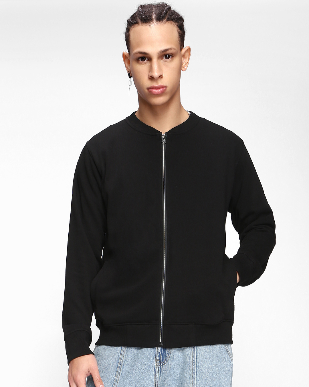 Shop Men's Black Zipper Sweatshirt-Back