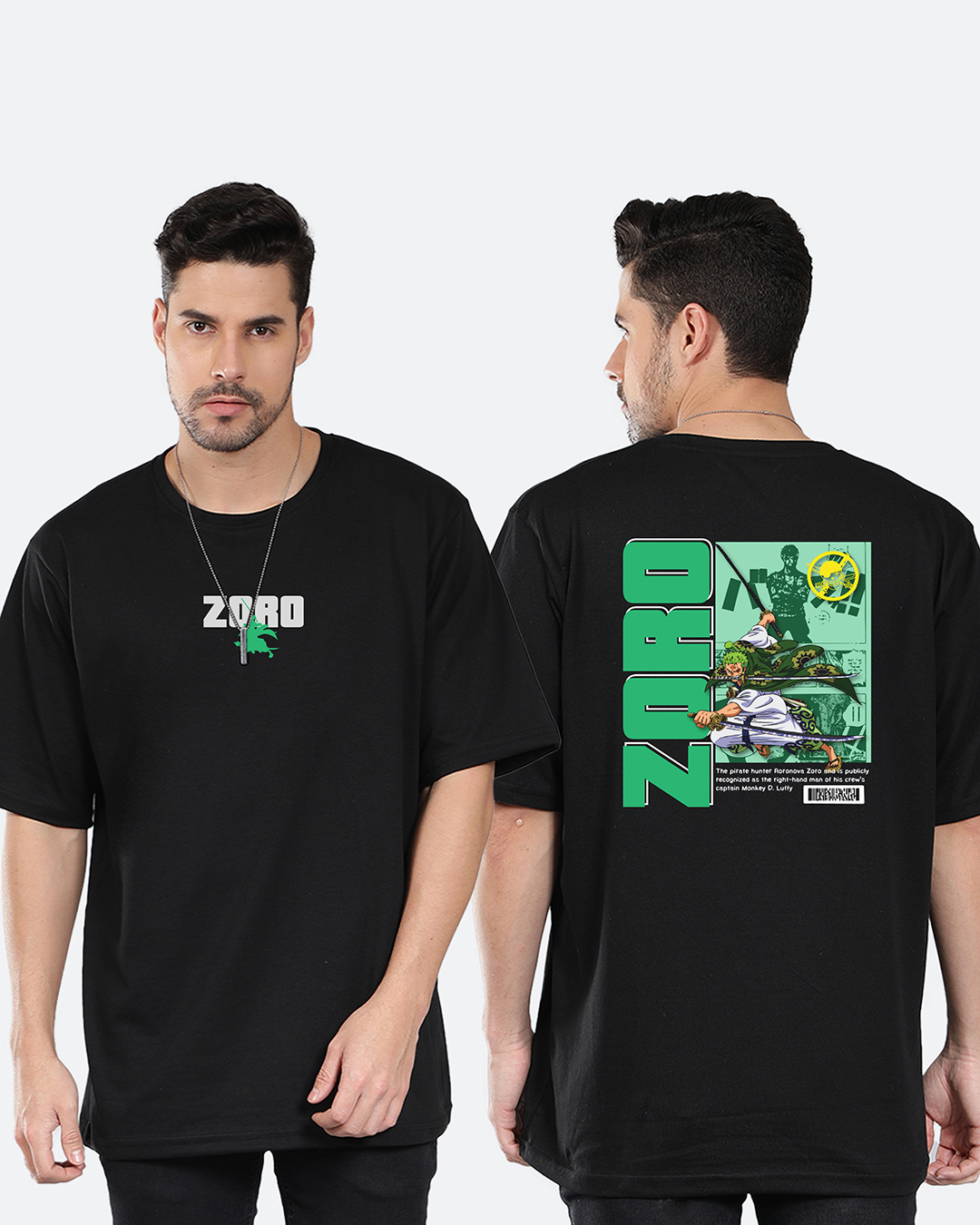 Buy Men's Black Zoro Graphic Printed Oversized T-shirt Online at Bewakoof