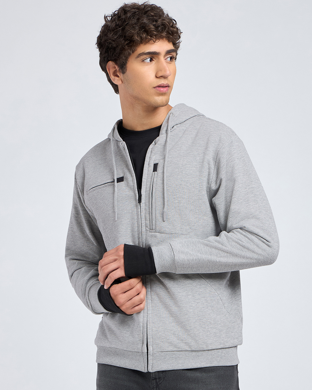 Shop Men's Grey Melange Airport Hoodie-Back