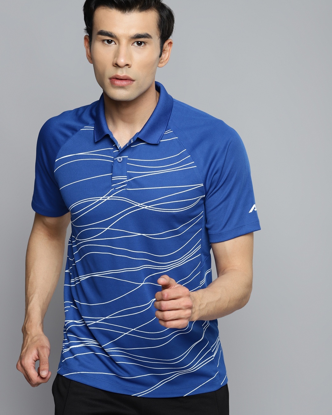 Shop Men's Blue Abstract Printed Polo T-shirt-Back